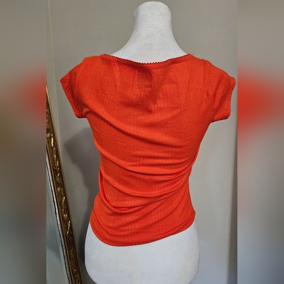 BDG Urban Outfitters Olivia Picot Square Neck Top in Red/orange. Size M NWOT - Picture 8 of 11
